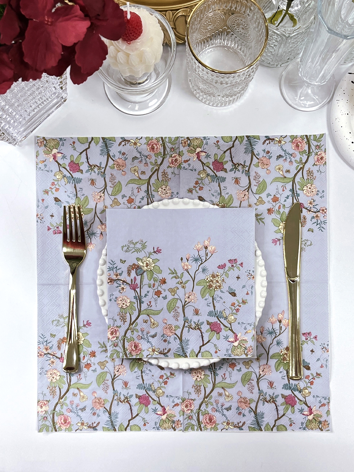 Vintage Wide Flower Tisk Papírové Ubrousky Pro Decoupage